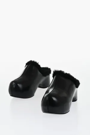 Jil Sander Leather Clogs With Shearling Lining