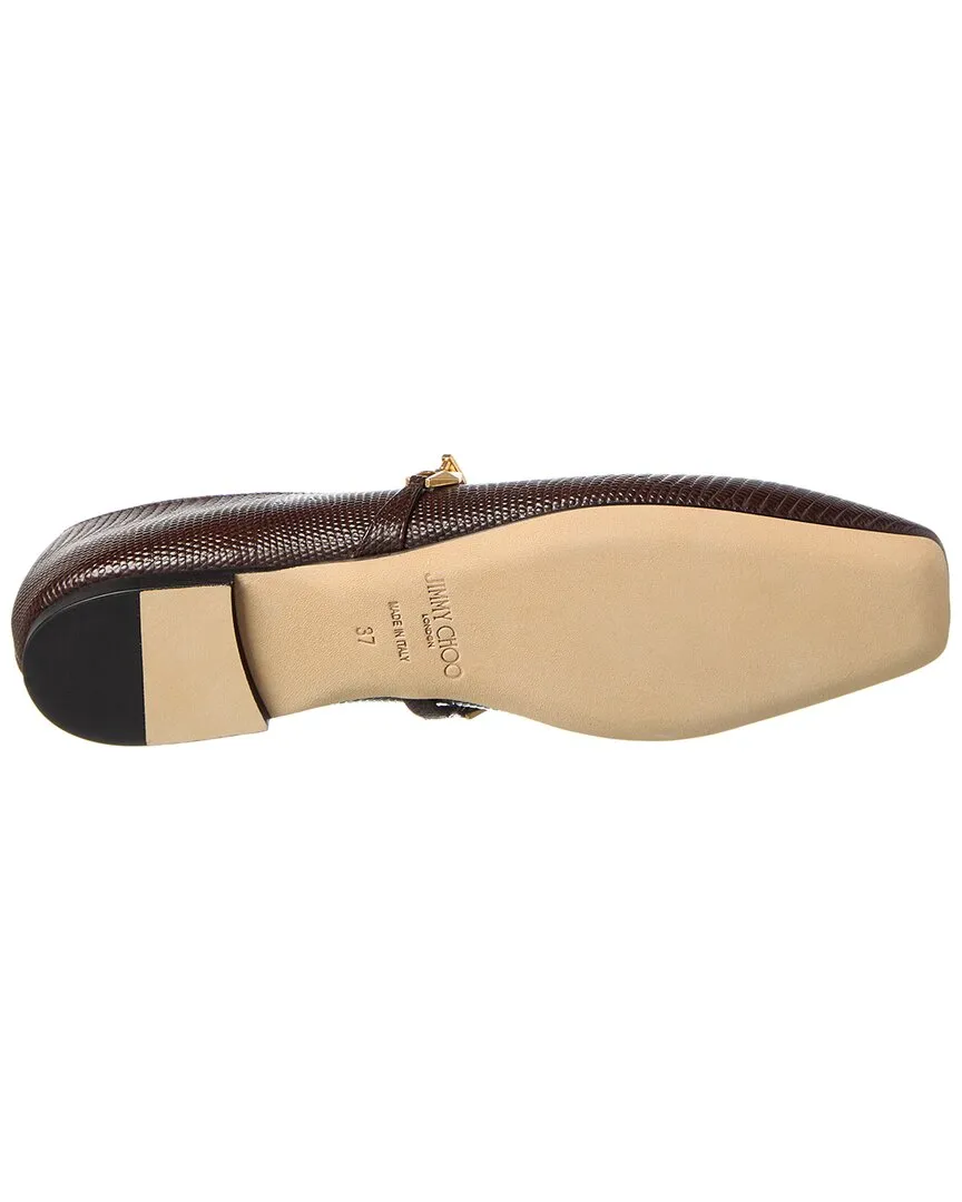 Jimmy Choo Diamond Tilda Lizard-Embossed Leather Flat