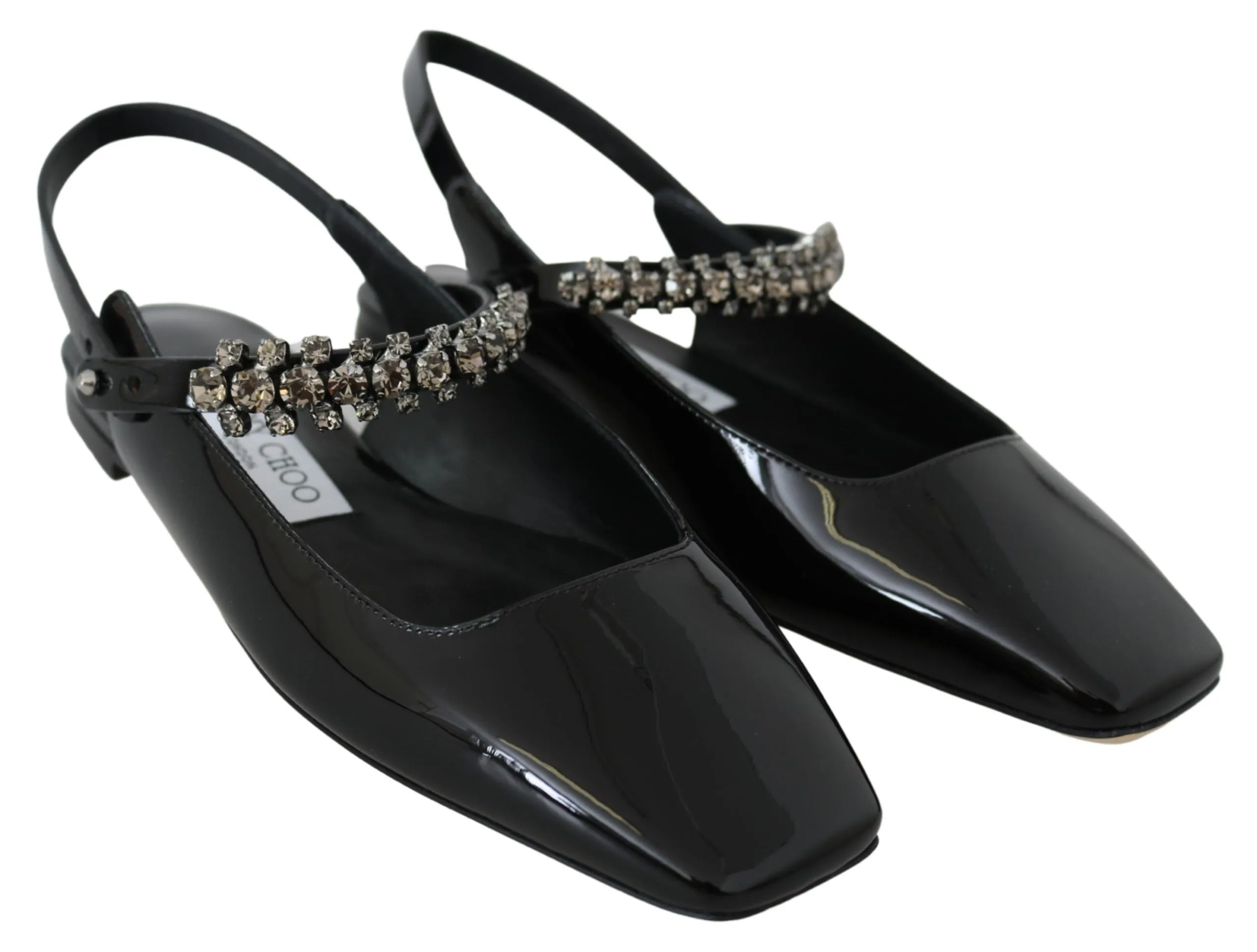 Jimmy Choo Elegant  Patent Flats with Crystal Women's Accent
