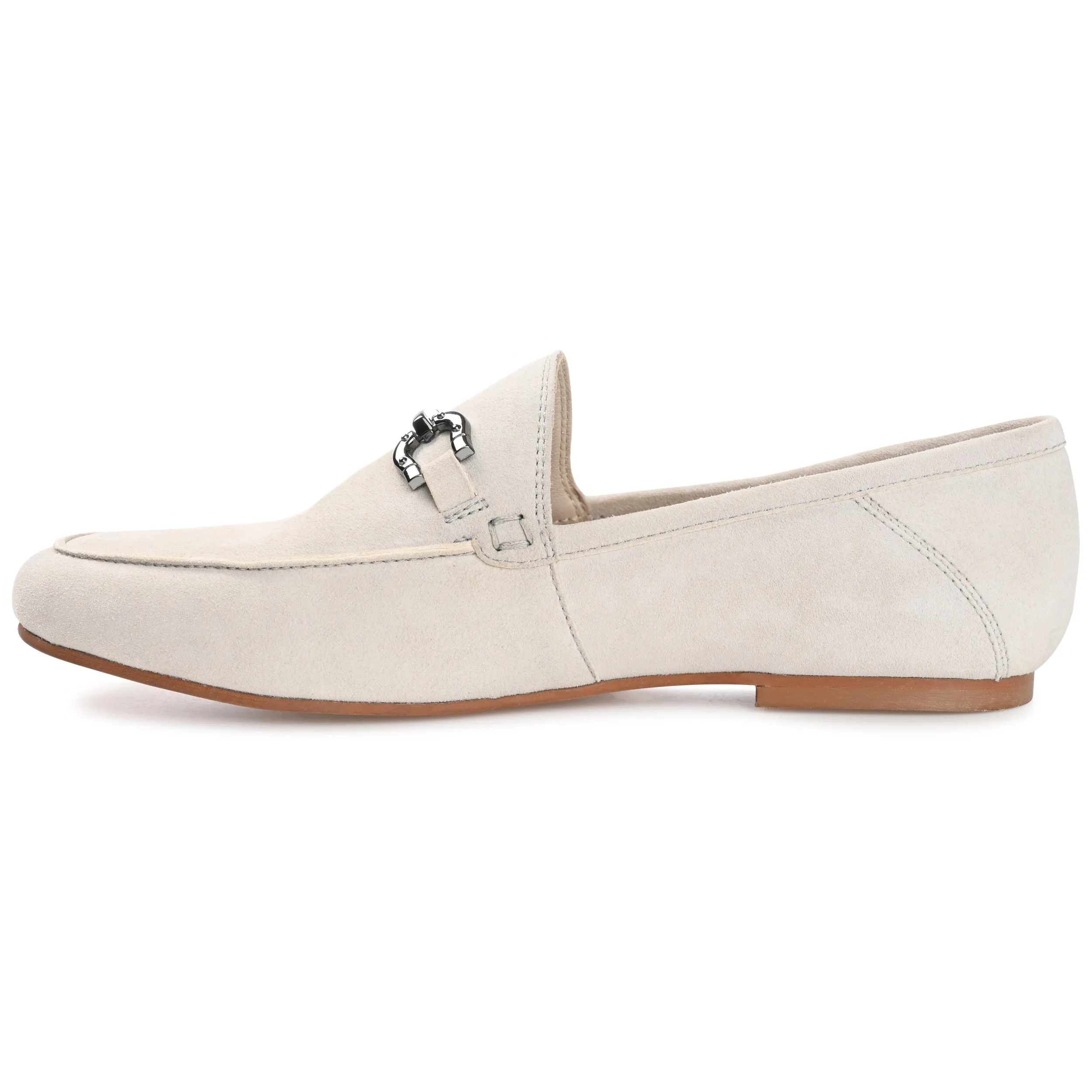 Journee Signature Womens Genuine Leather Giia Loafer Round Toe Slip On Flats