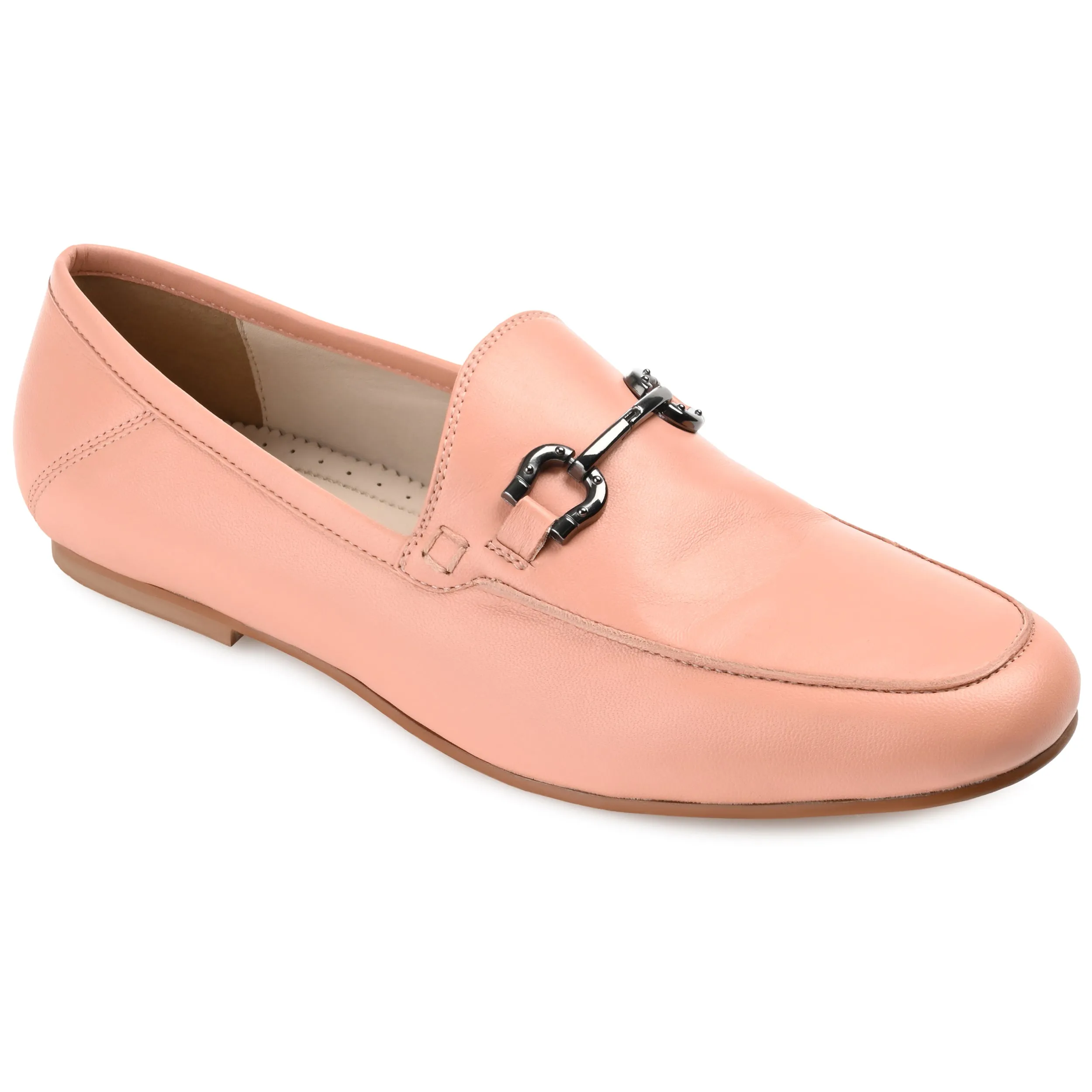 Journee Signature Womens Genuine Leather Giia Loafer Round Toe Slip On Flats