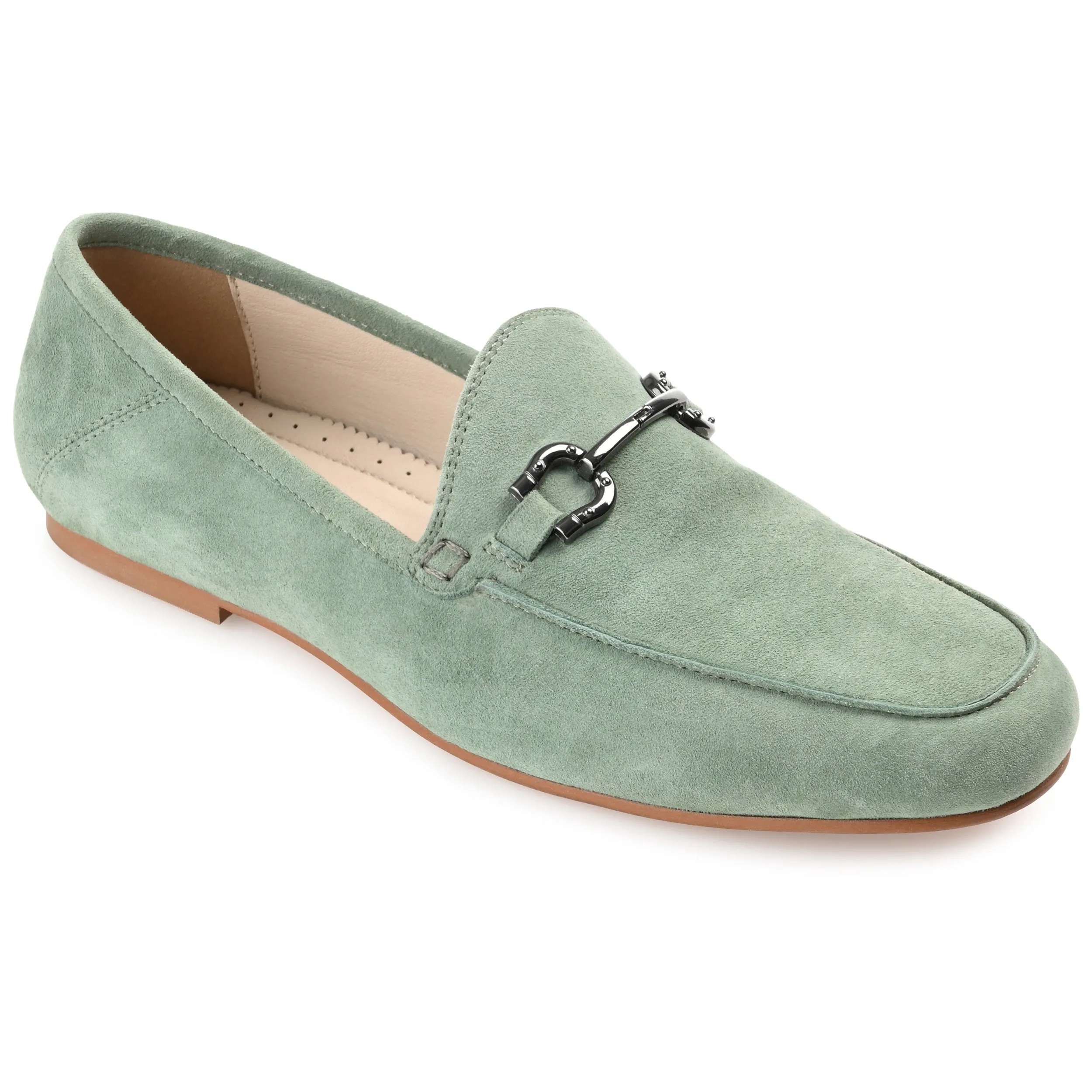 Journee Signature Womens Genuine Leather Giia Loafer Round Toe Slip On Flats