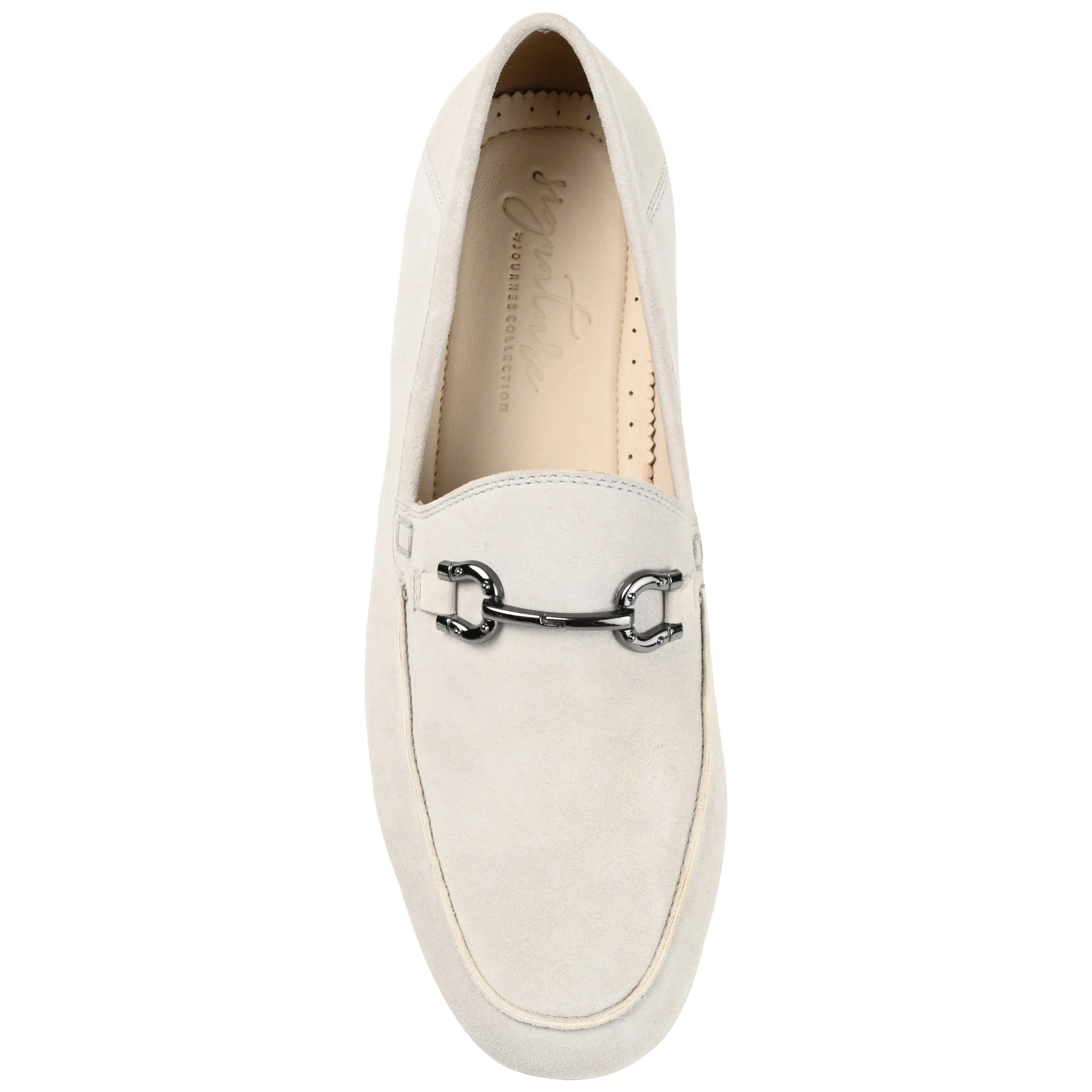 Journee Signature Womens Genuine Leather Giia Loafer Round Toe Slip On Flats