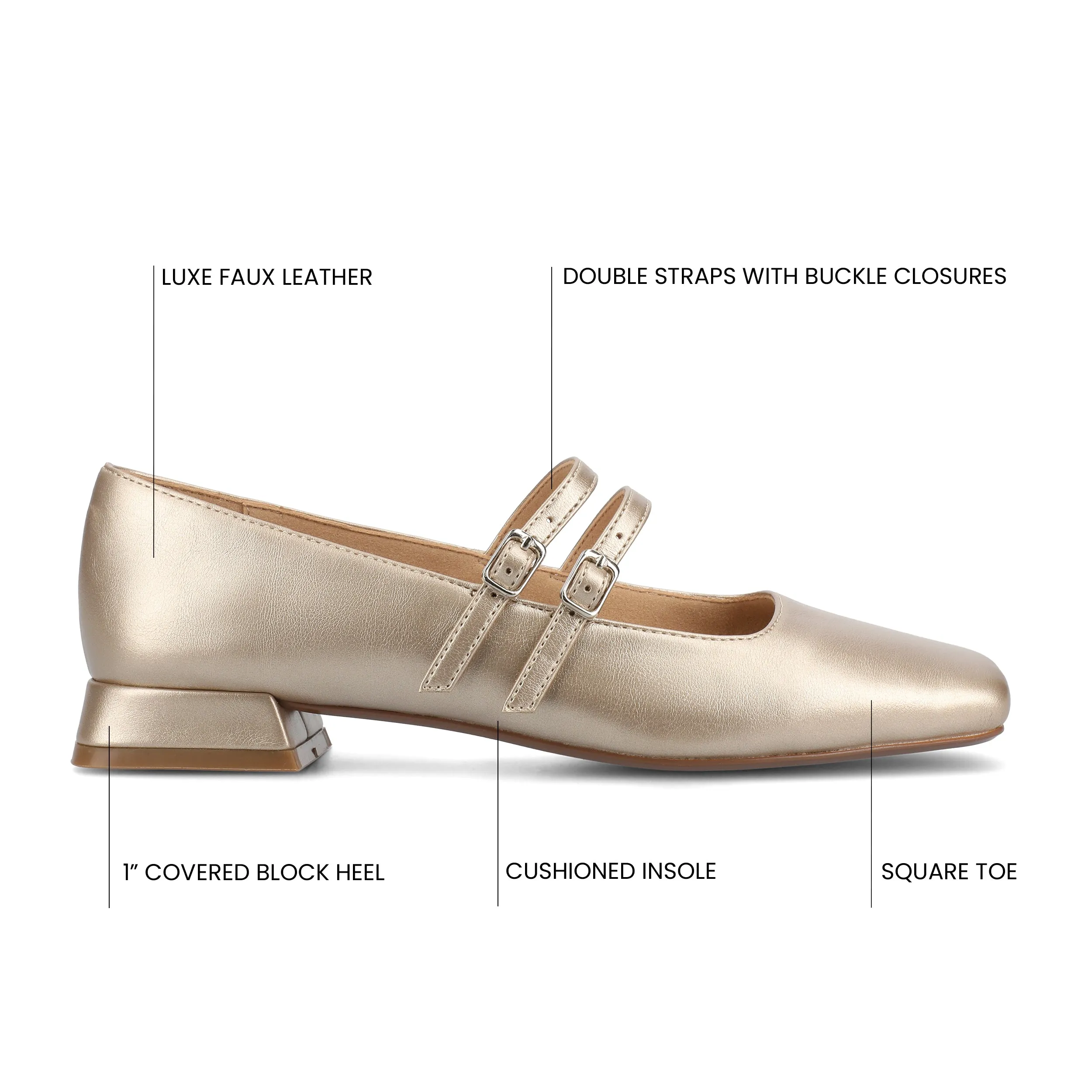 Journee Women's Gredah, Mary Jane Medium and Wide Width Dress Flats