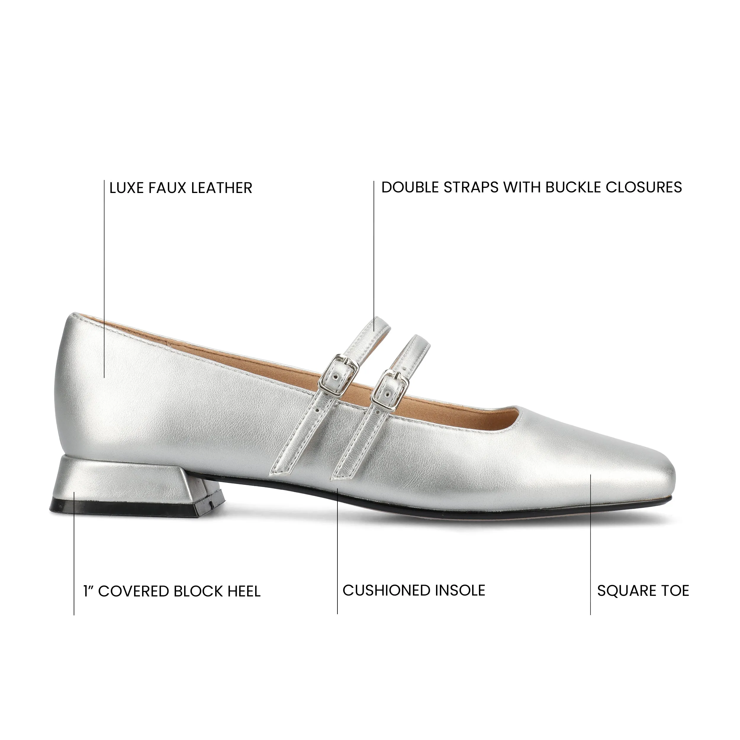 Journee Women's Gredah, Mary Jane Medium and Wide Width Dress Flats
