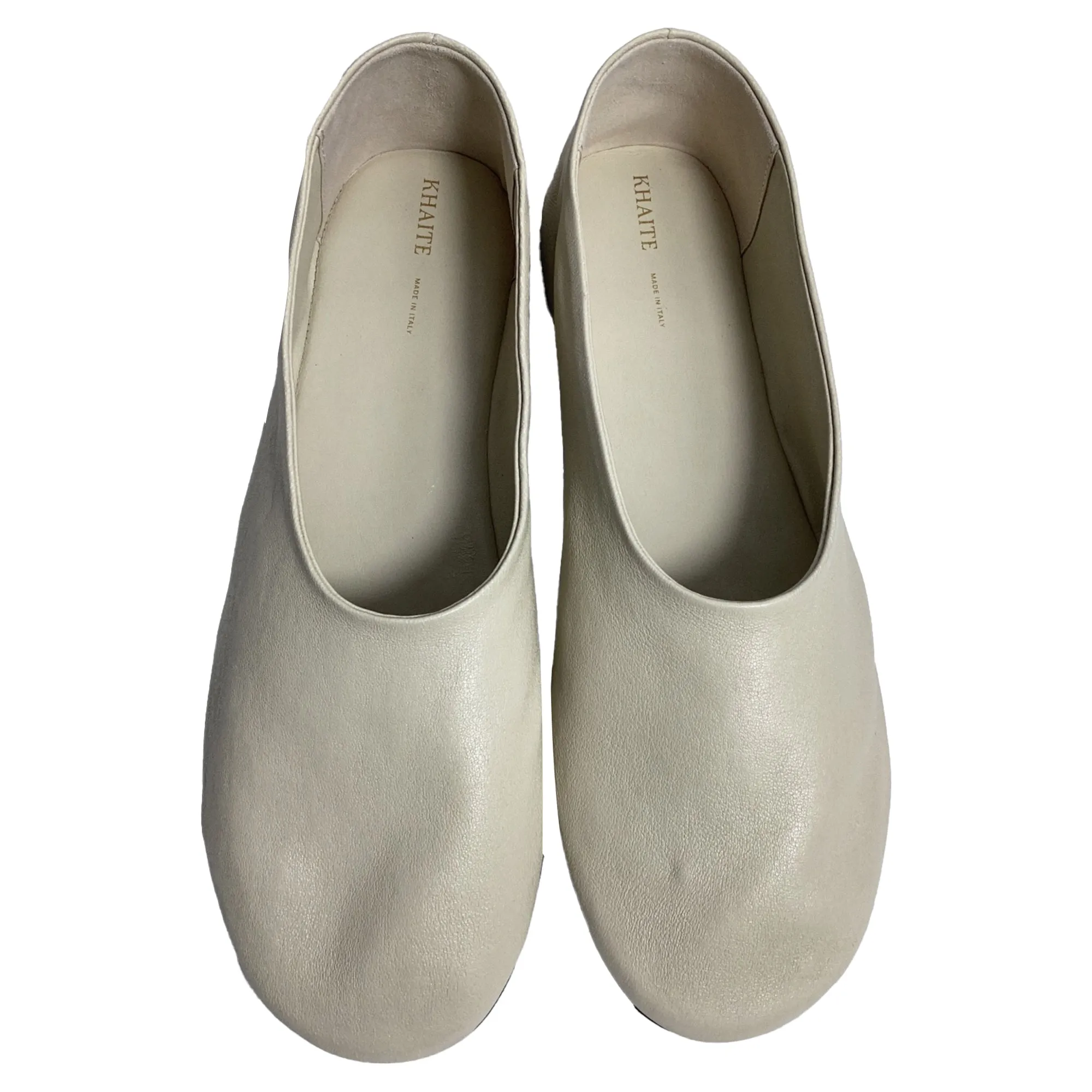 Khaite The Marcy Ballet Flats in White Leather