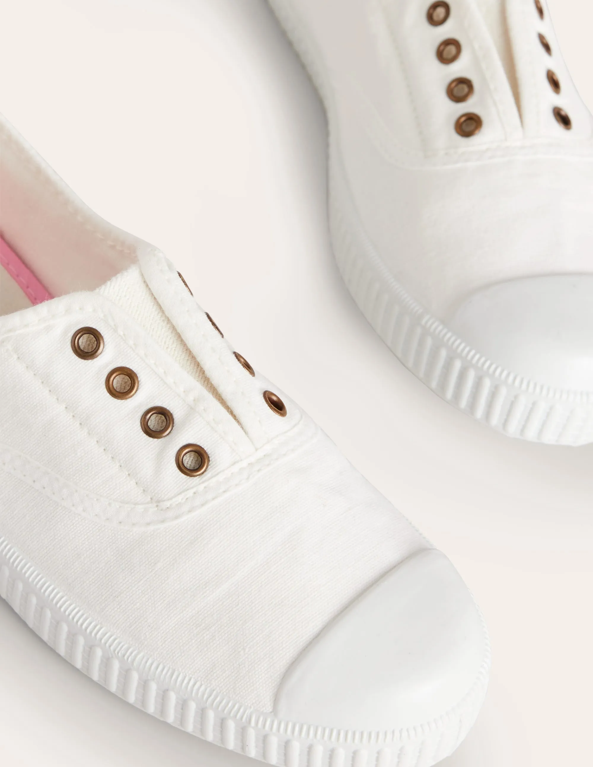Laceless Canvas Plimsoll-Ivory