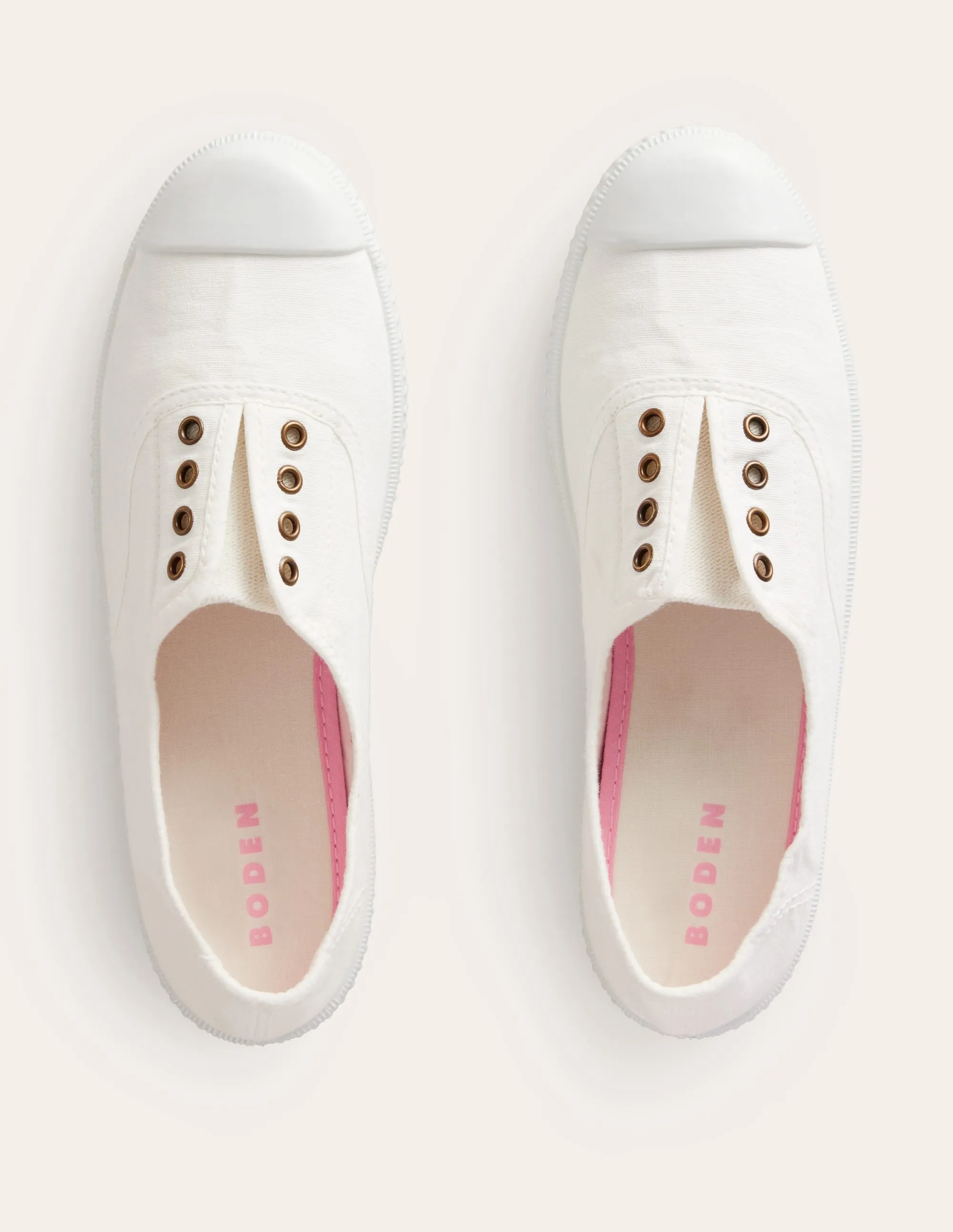 Laceless Canvas Plimsoll-Ivory