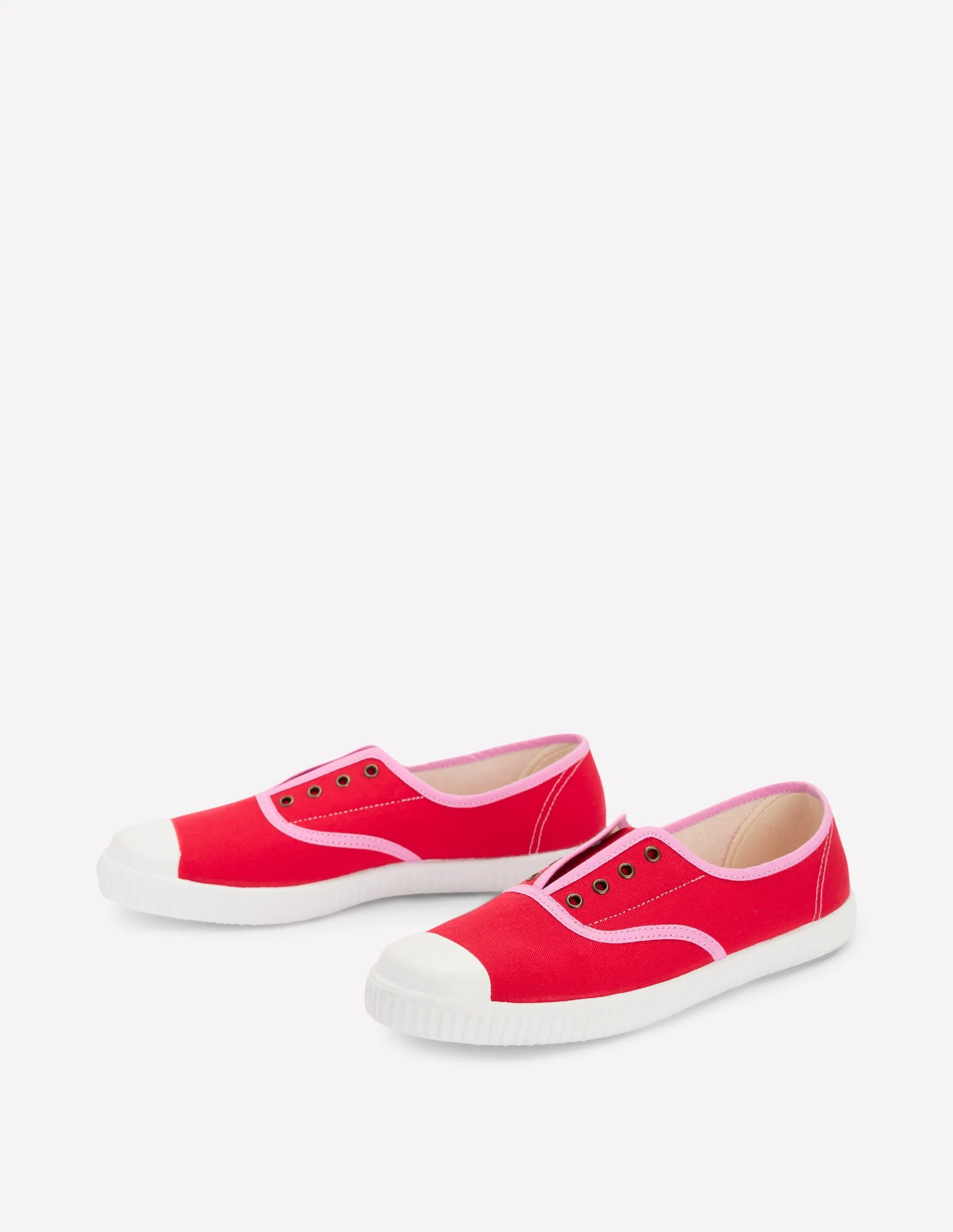 Laceless Canvas Plimsoll-Post Box Red/Soft Pink