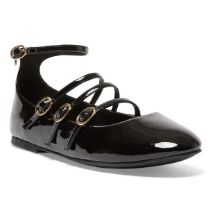 Layla Flat in Black Patent