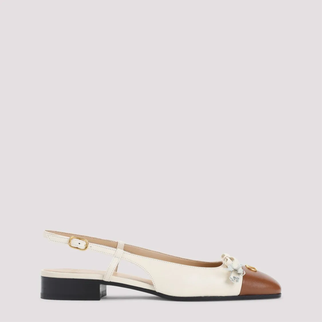 Light Beige Leather Ballerinas