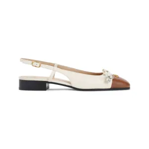 Light Beige Leather Ballerinas