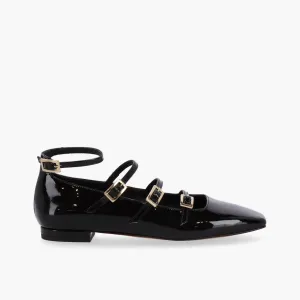 Luke Onix Black Leather Ballet Flats