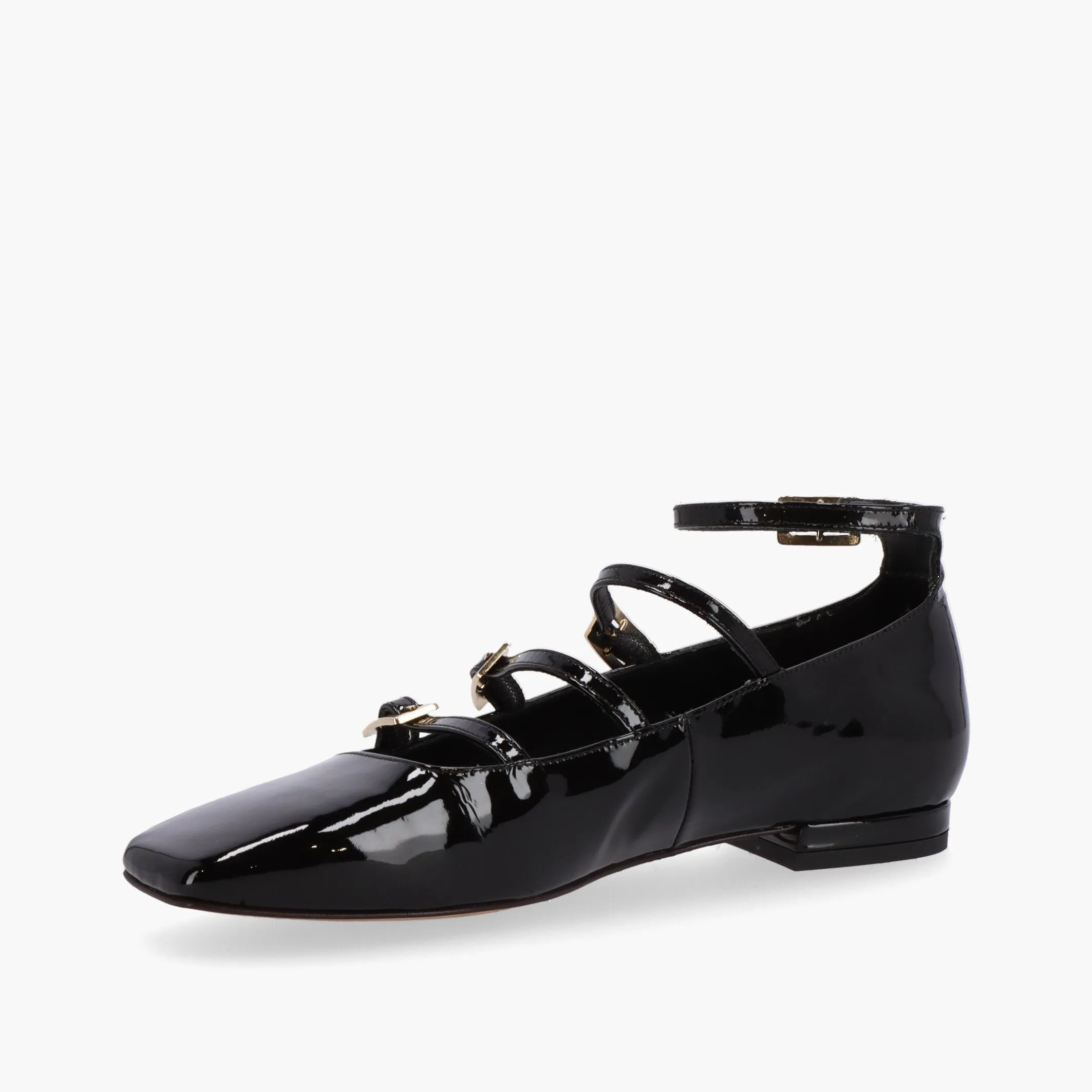 Luke Onix Black Leather Ballet Flats