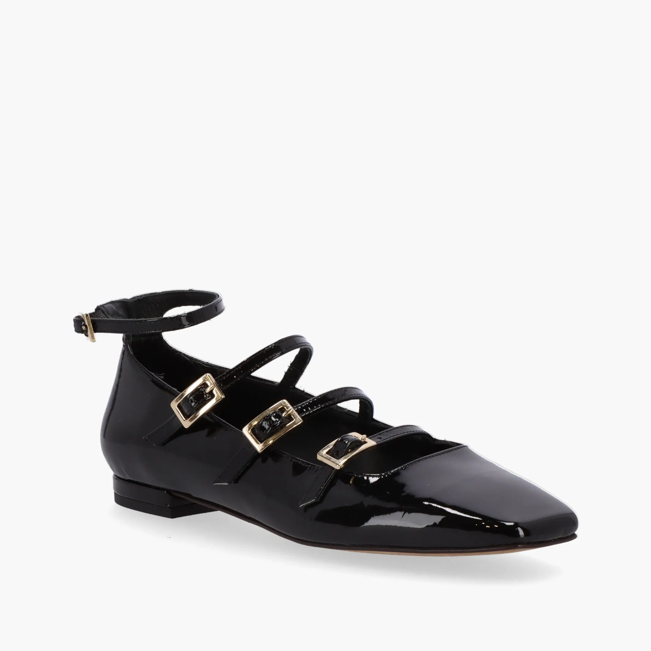 Luke Onix Black Leather Ballet Flats