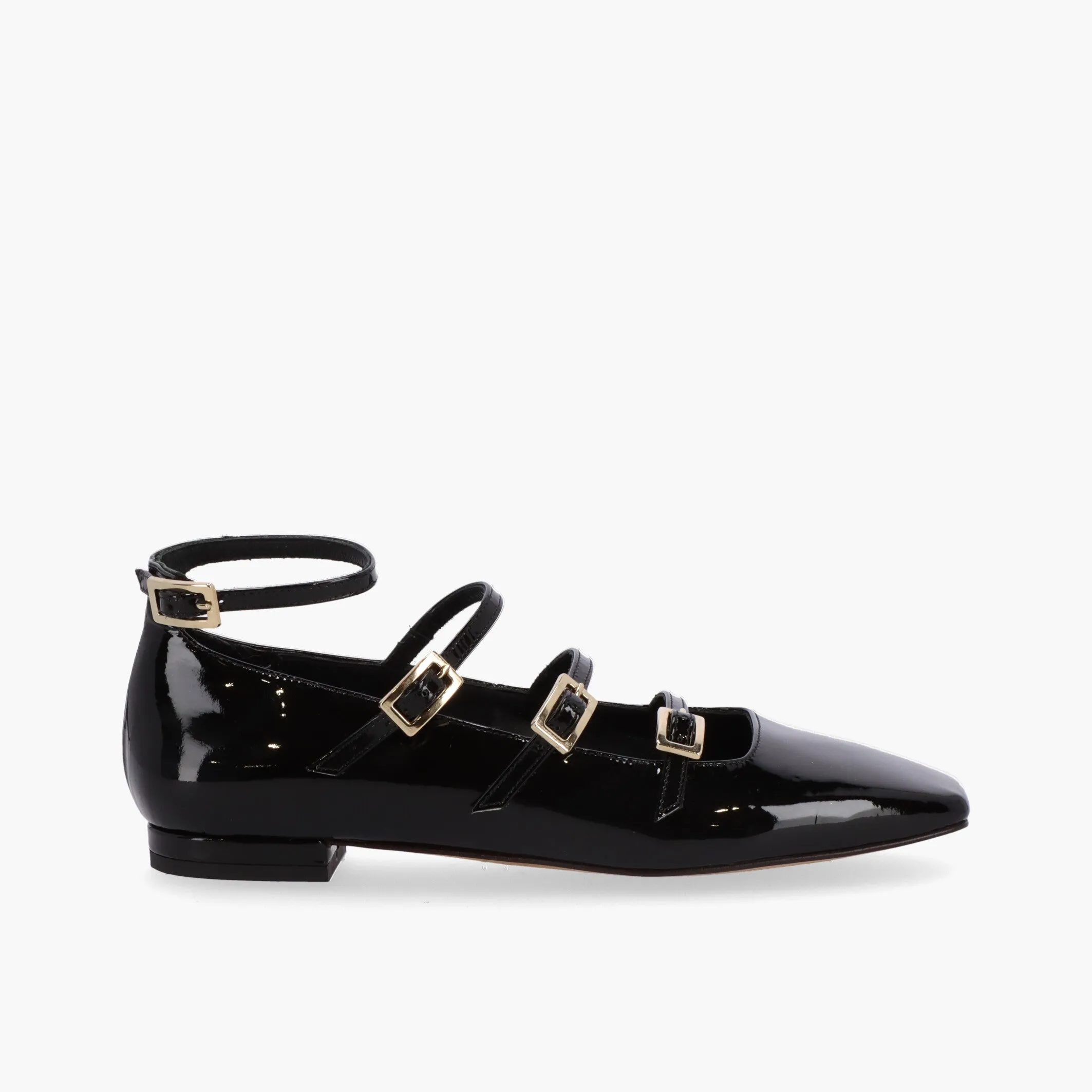 Luke Onix Black Leather Ballet Flats