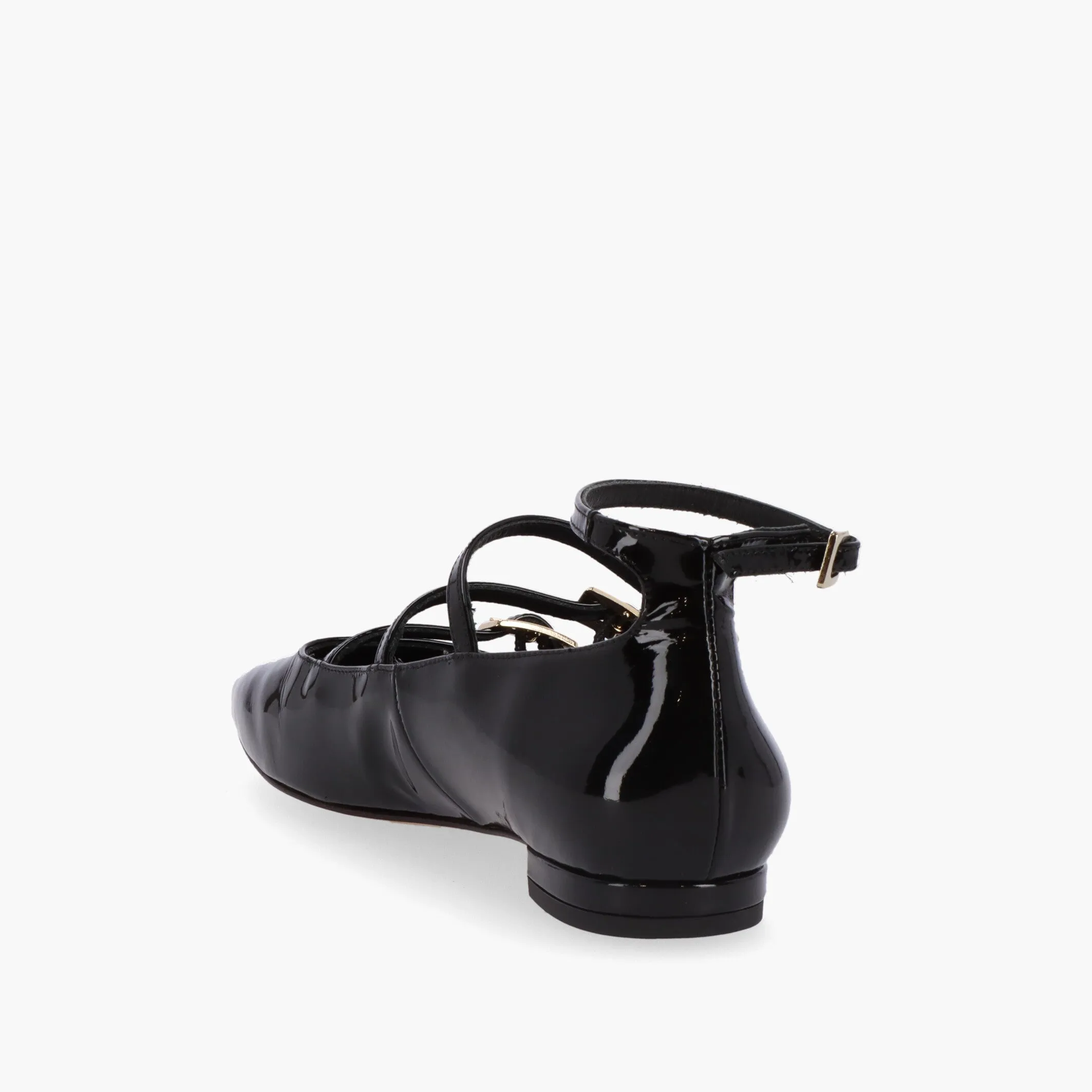 Luke Onix Black Leather Ballet Flats