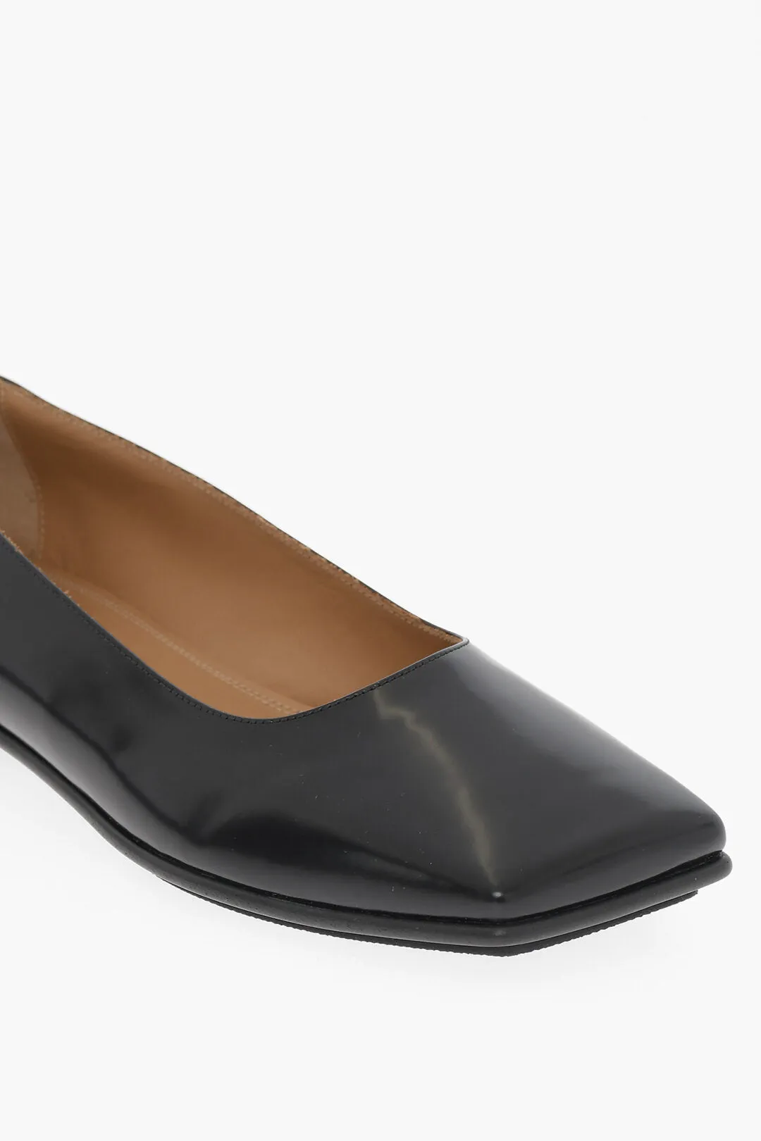 Maison Margiela Mm22 Patent Leather Ballet Flats With Square Heel