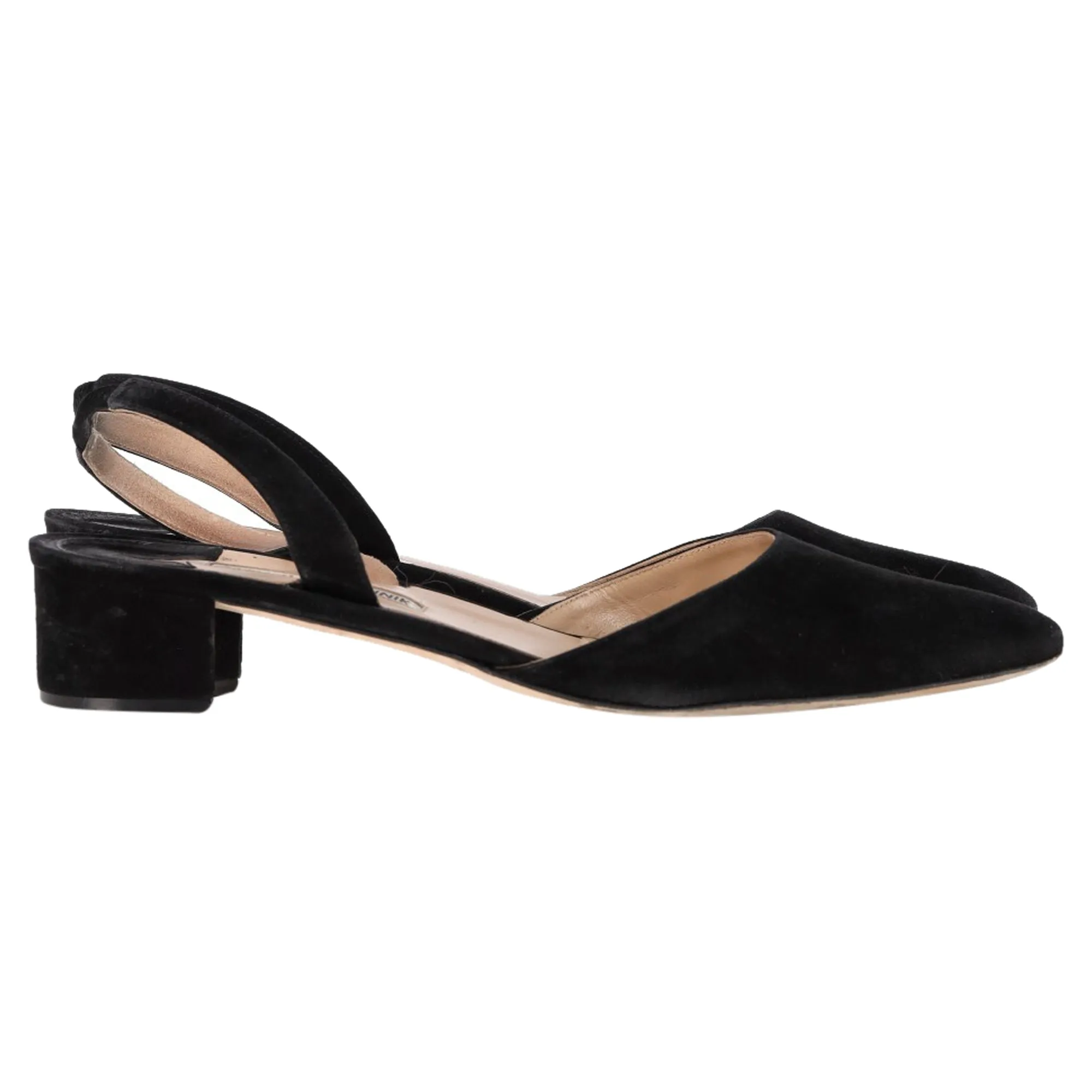 Manolo Blahnik Aspro Block-Heel Slingback Pumps In Black Suede