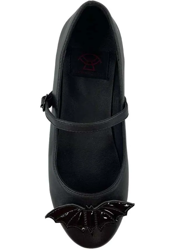 Mary Jane Bat All Black | FLATS*