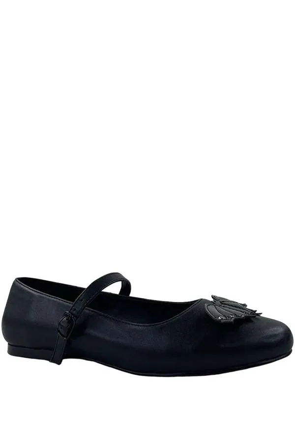 Mary Jane Bat All Black | FLATS*
