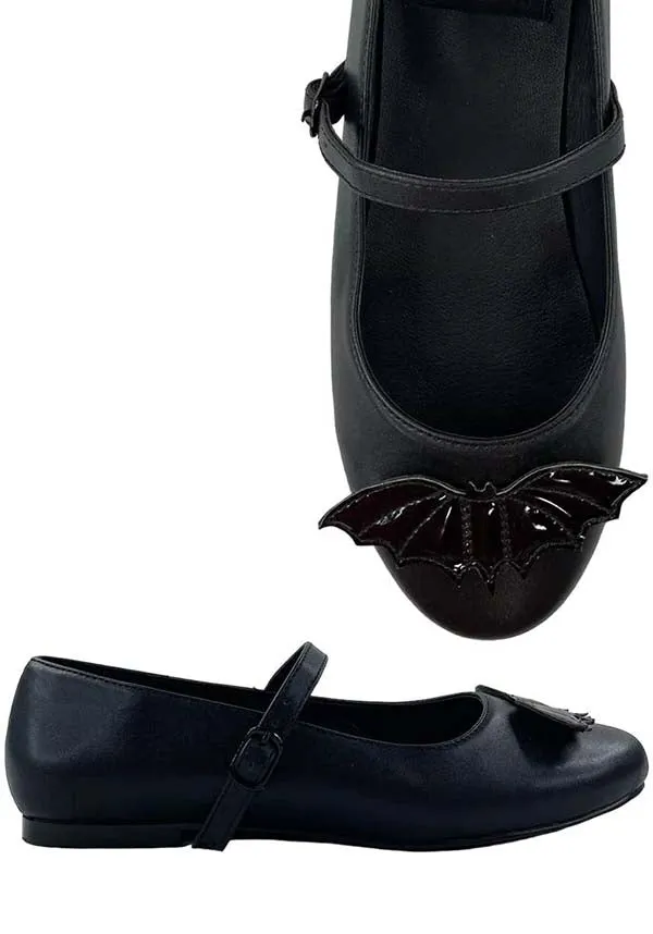 Mary Jane Bat All Black | FLATS*