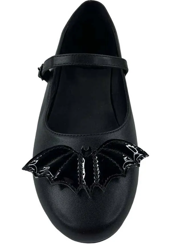 Mary Jane Bat All Black | FLATS*