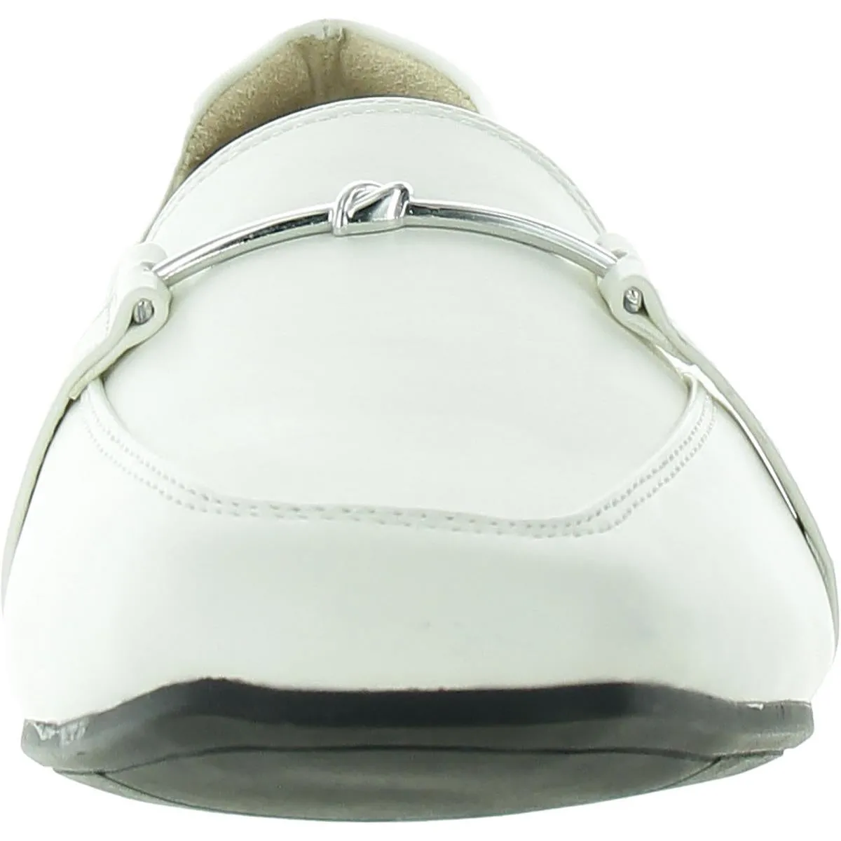 Meera Womens Embellished Faux Leather Loafers