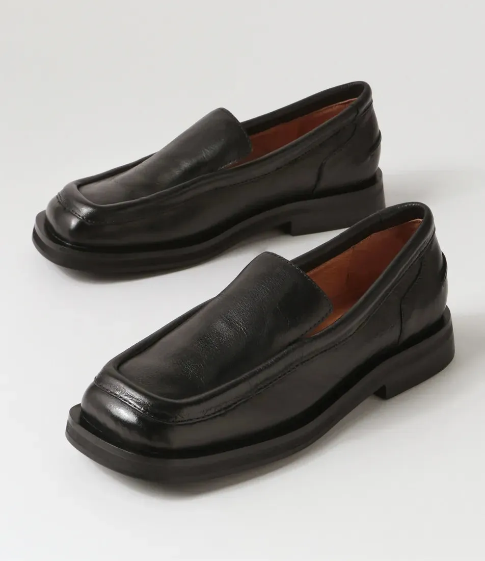 Mollini Penelopy Black Leather Loafers - LAST PAIR size 39