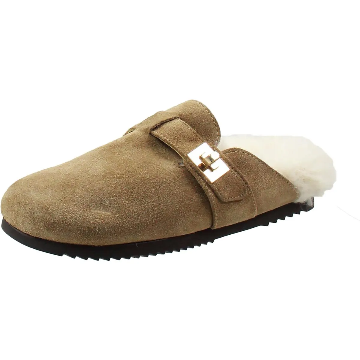 Money Womens Faux Fur Lined Suede Mules