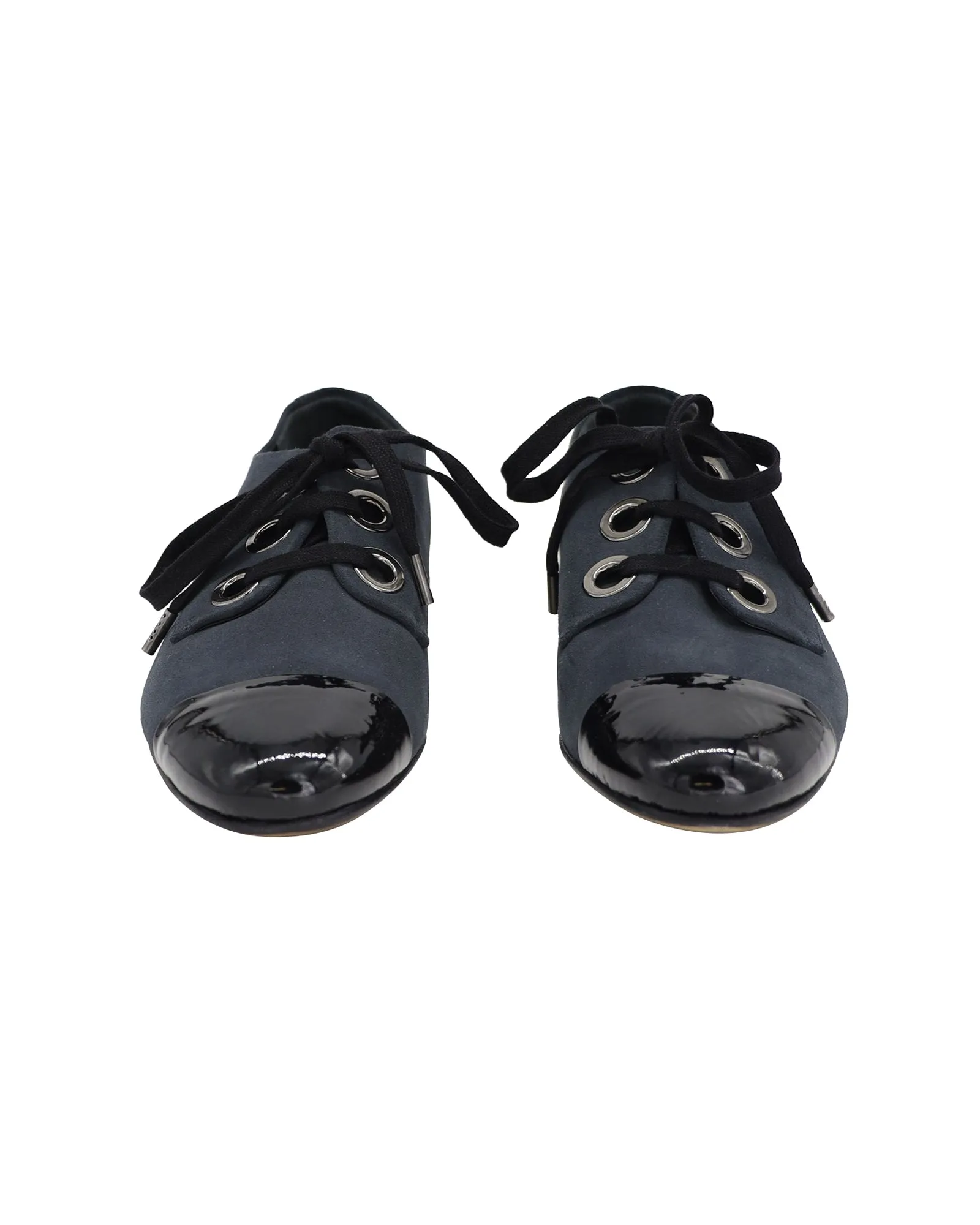 Moschino Lace-Up Oxfords in Navy Blue Suede