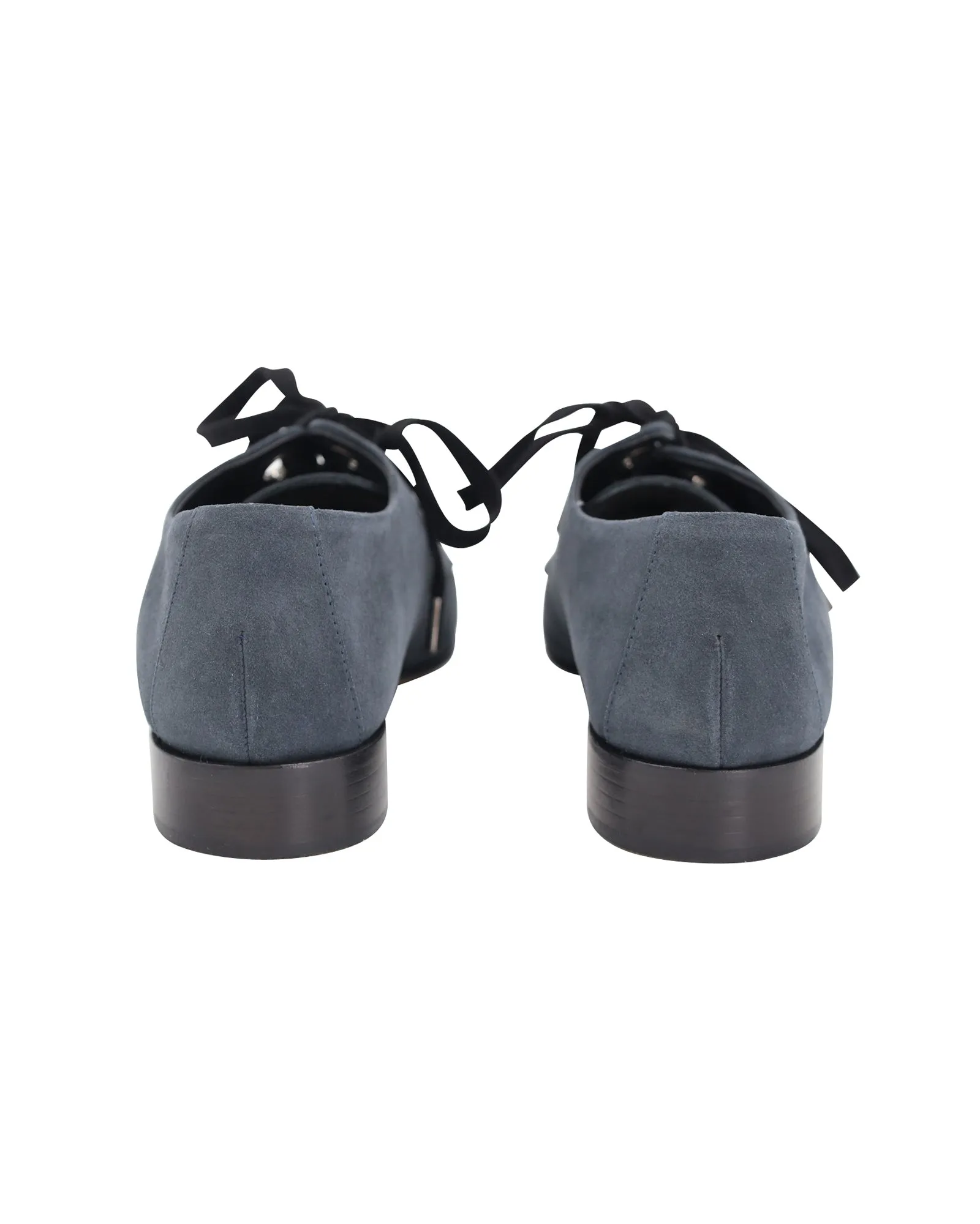 Moschino Lace-Up Oxfords in Navy Blue Suede