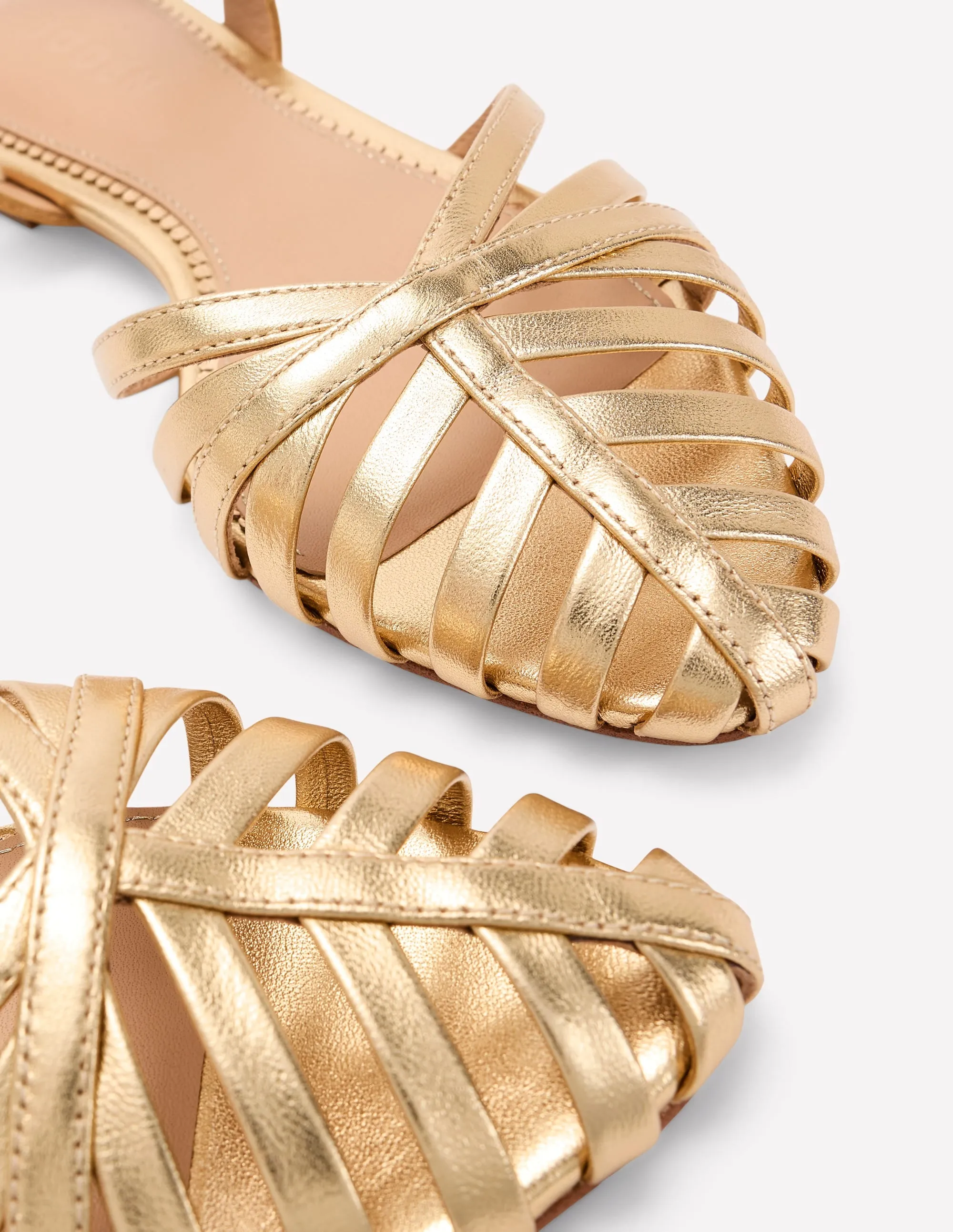 Multi Strap Pointed Sandals-Gold