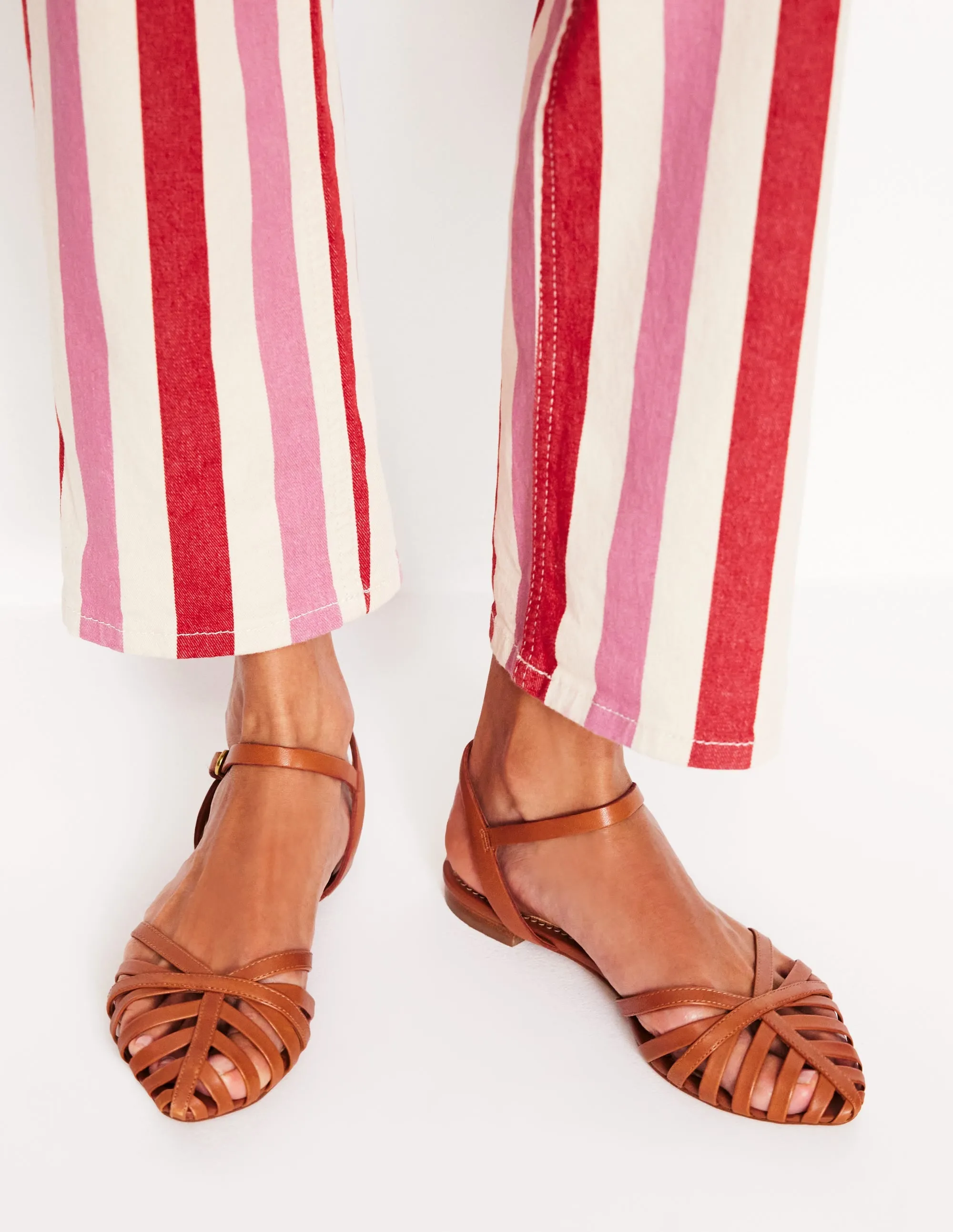 Multi Strap Pointed Sandals-Tan