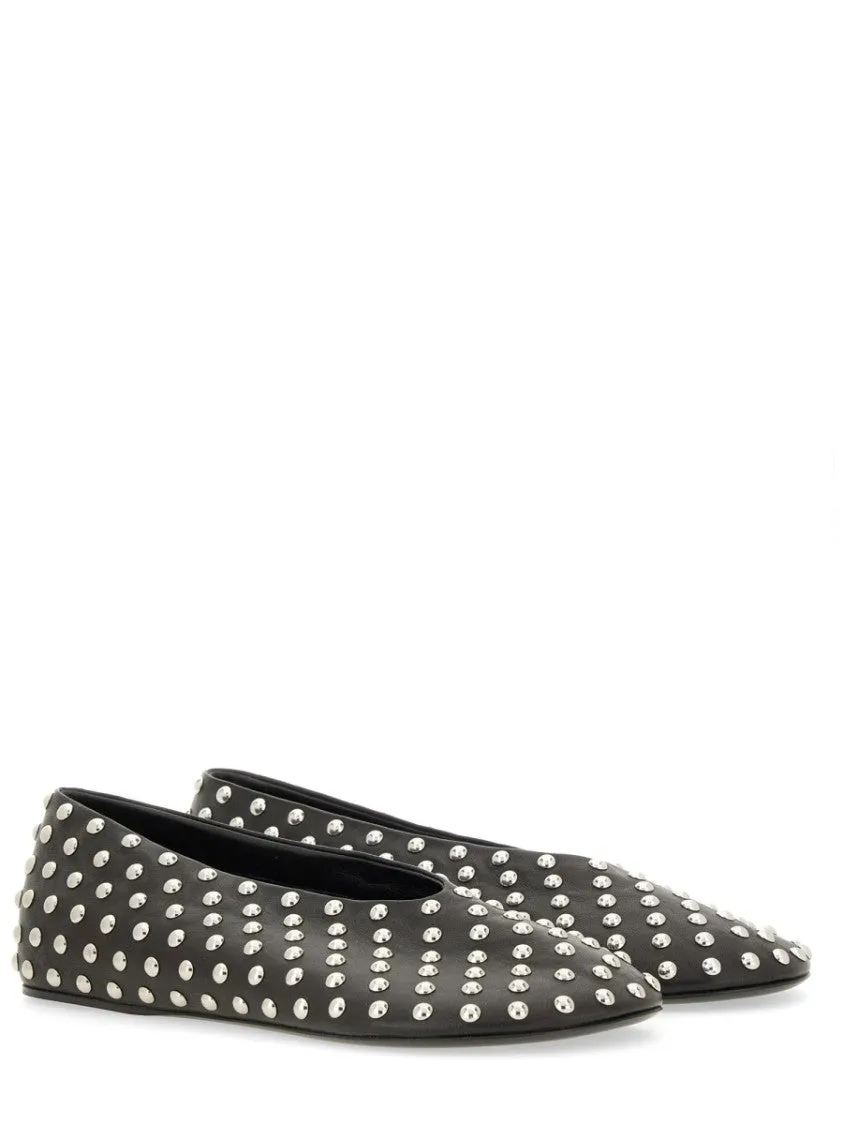 Nappa Ballerina Flats With Metallic Studs