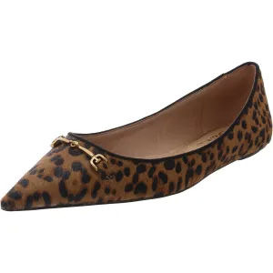Nori Womens Embellished Calf Hair Ballet Flats