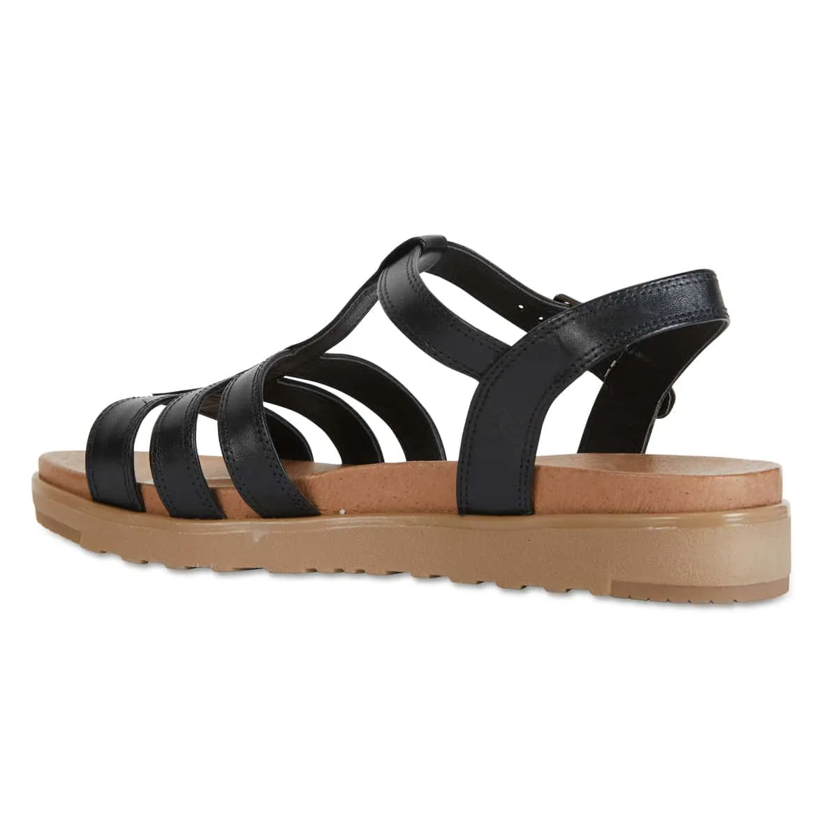 Ohio Sandal in Black Leather