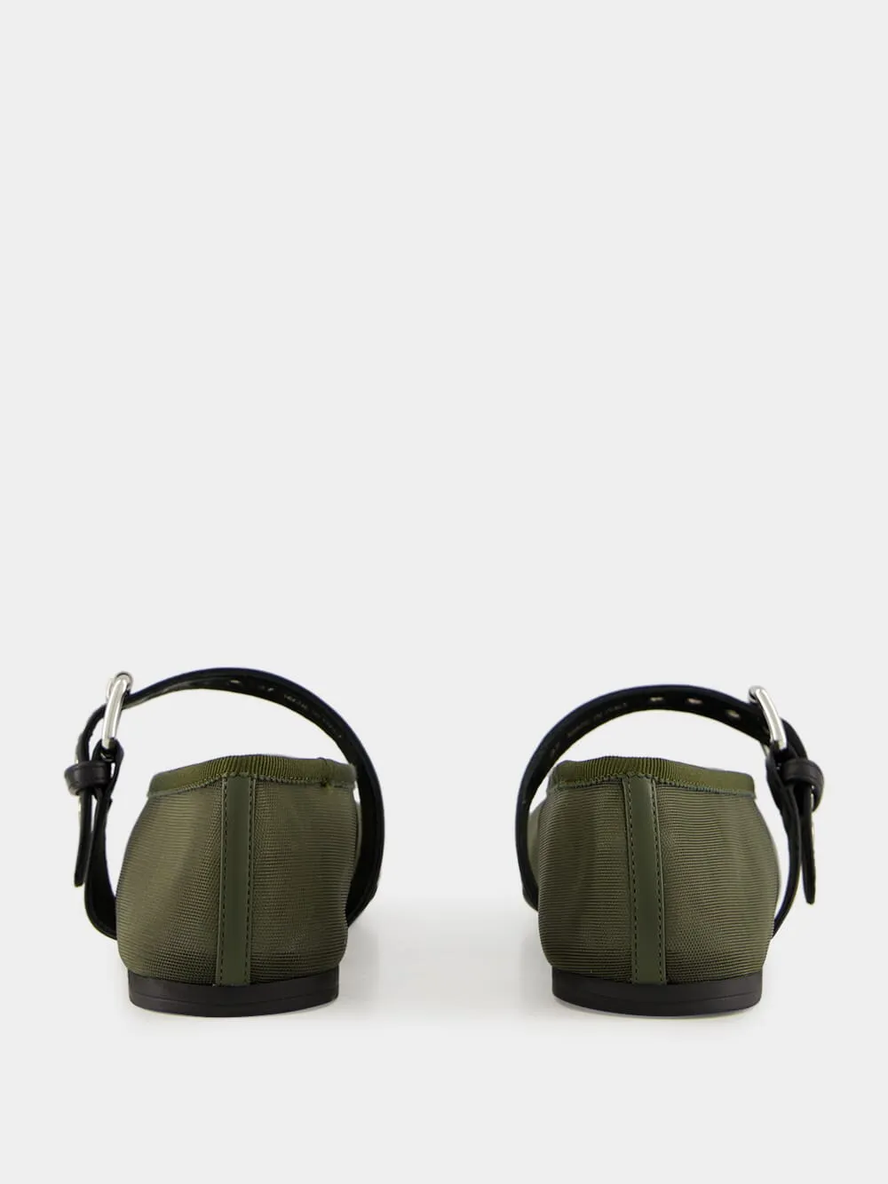 Olive Green Mesh Fabric Ballerinas