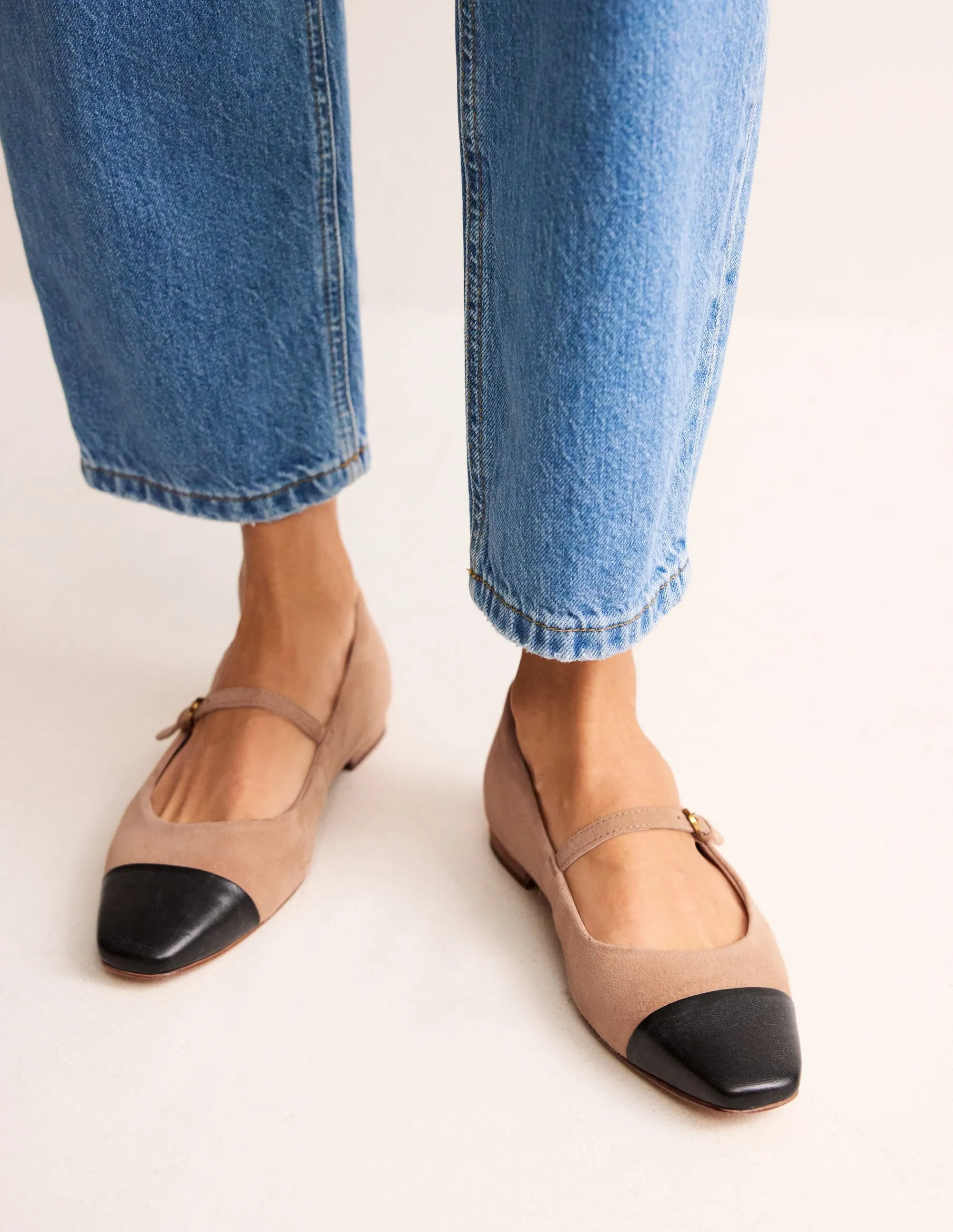 Penelope Mary Jane Flat-Latte Suede