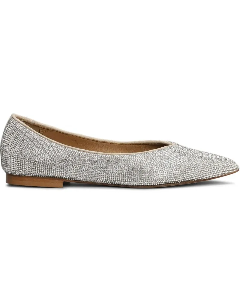 Pointed Toe Flats With Shimmering Embellishments