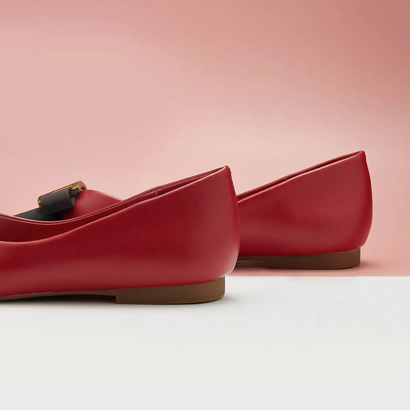 Pointed Toe Metal Tie Flats (Aida)