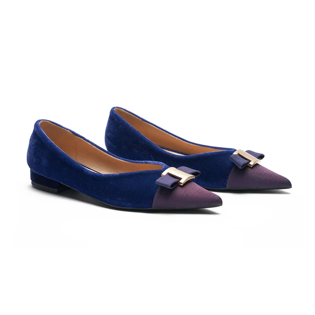 Pointed Toe Metal Tie Flats (Aida)