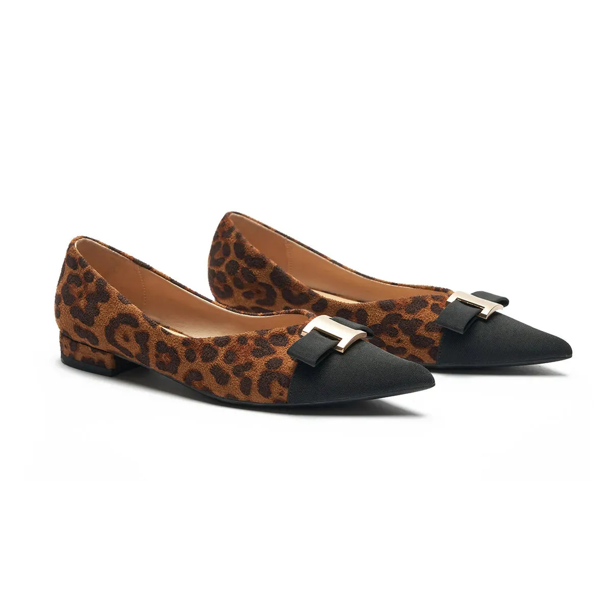 Pointed Toe Metal Tie Flats (Aida)