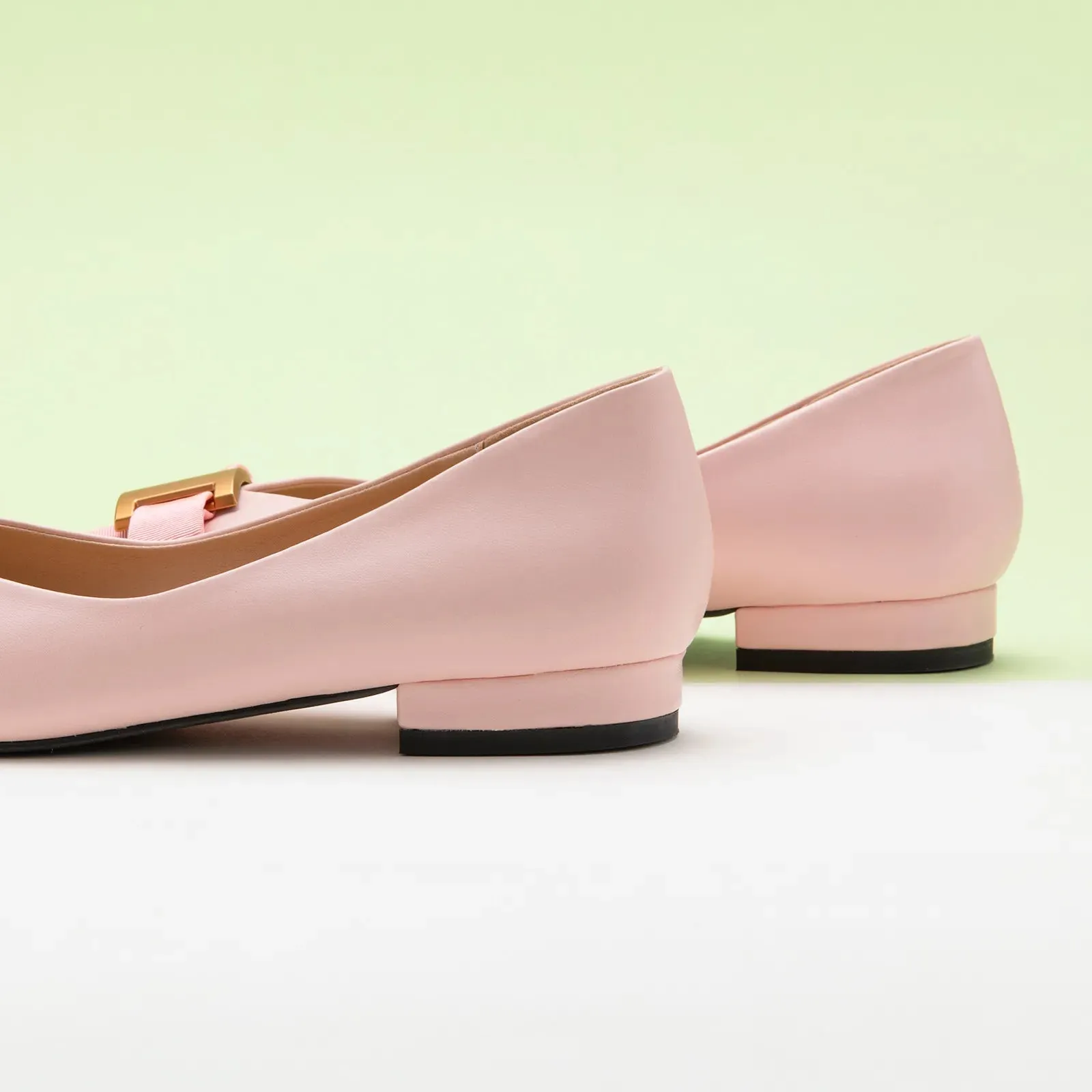 Pointed Toe Metal Tie Flats (Aida)