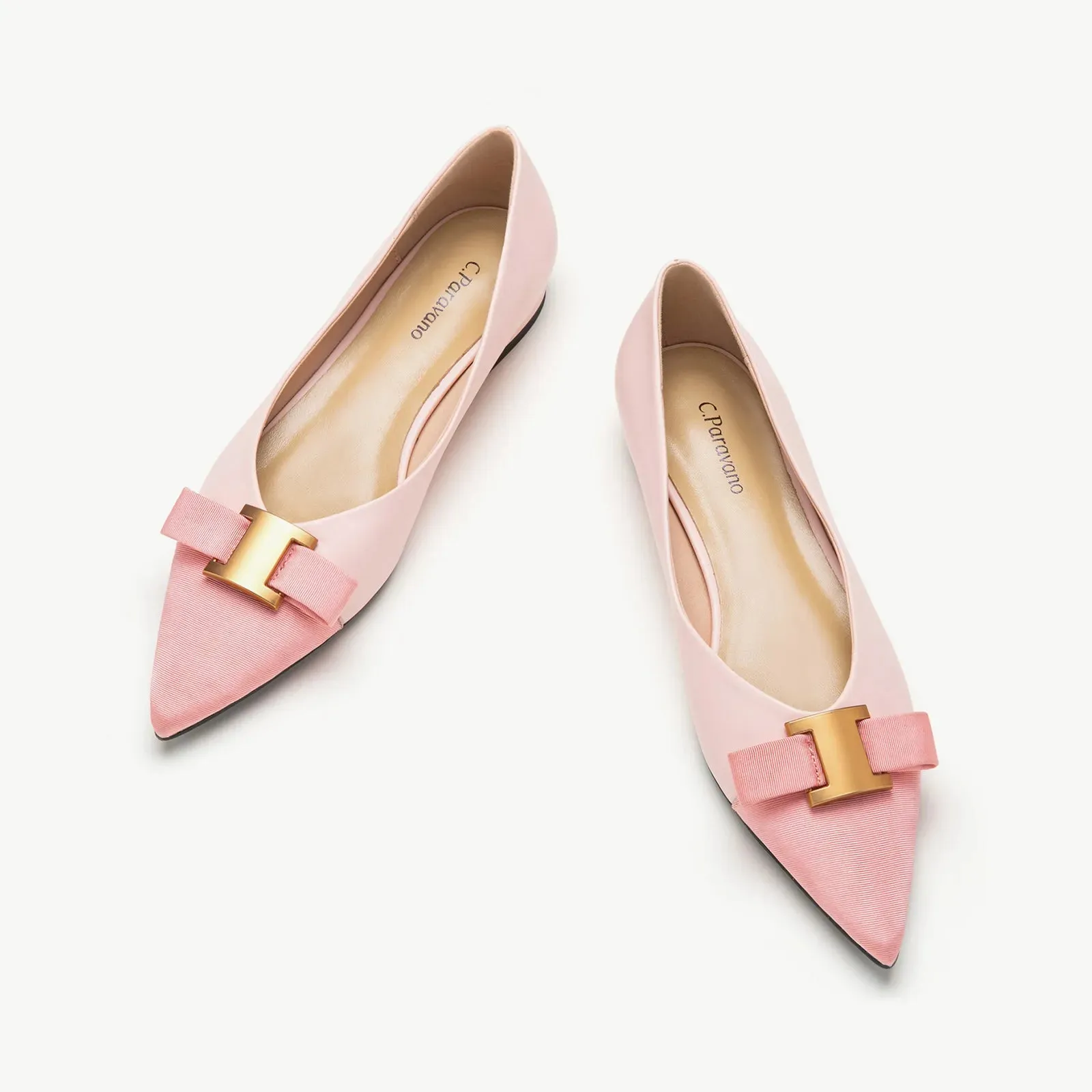 Pointed Toe Metal Tie Flats (Aida)