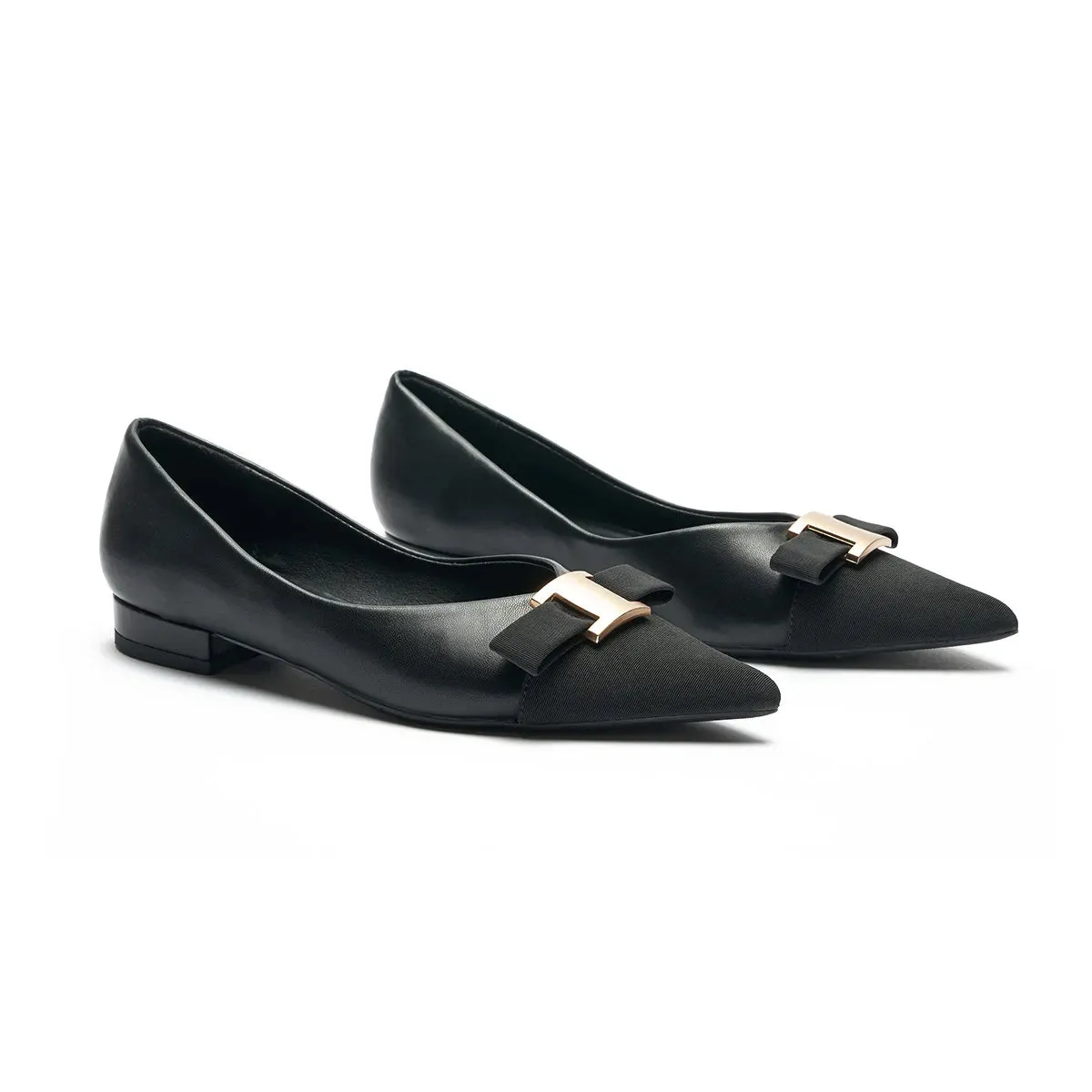 Pointed Toe Metal Tie Flats (Aida)