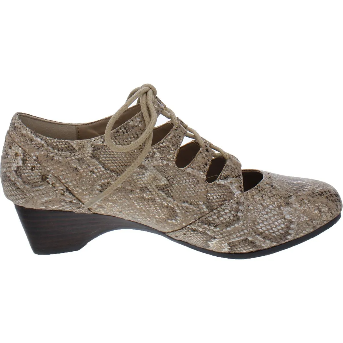 Posie II Womens Animal Print Almond Toe Lace-Up Heels