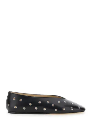 Regency' Black Ballerinas With Eyelets In Leather