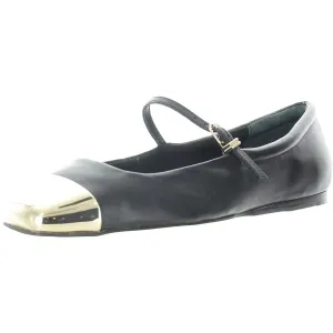Reyes Womens Toe Cap Leather Ballet Flats