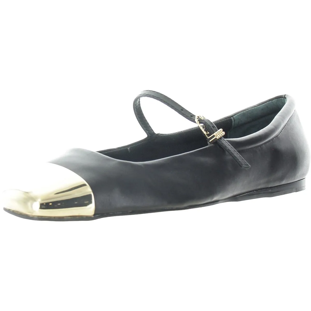 Reyes Womens Toe Cap Leather Ballet Flats